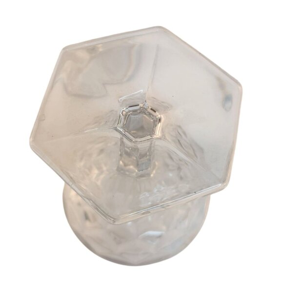 Title:  Fostoria American Clear Cubist Champagne Sherbets  Hex Footed 1960s Host - Picture 5 of 9